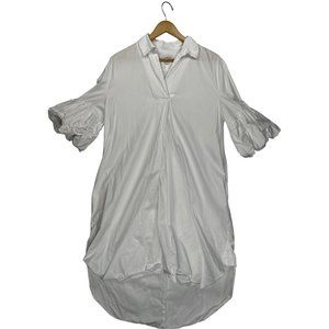 NORDSTROM Ruffle Cuff White Shirtdress Womens Small NWOT